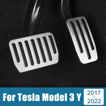 Для Tesla Model 3 Модель Y 2017-2019 2020 2021 2022 Алюминиевые автомобильные ножные педали акселератора и тормоза, накладки на противоскользящие накладки, Аксессуары