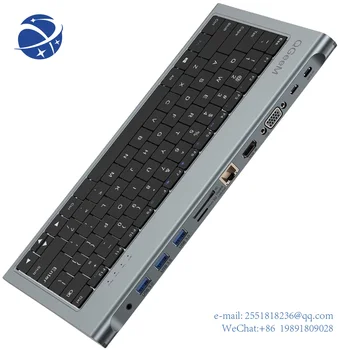 Док-станция YYHC, QGeeM 11 в 1 USB C Концентратор с многофункциональной клавиатурой, Совместимый с MacBook Pro, iPad Pro usb c концентратор-адаптер
