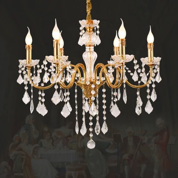 Европейская элегантная латунная хрустальная люстра, французский домашний декор, Фойе, Банкетный зал, столовая, Лампа для спальни, медные подвесные светильники