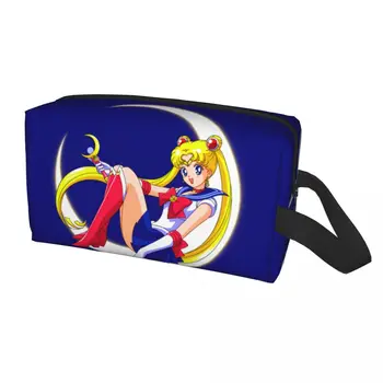 Женская косметичка Sailors Moon, милая косметичка из аниме большой емкости, косметички для хранения косметики, сумки для туалетных принадлежностей