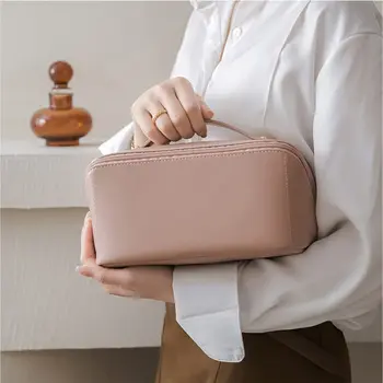 Женская косметичка большой емкости, Новая портативная дорожная сумка для мытья, искусственная усовершенствованная сумка для хранения косметики, органайзер для макияжа, дорожный органайзер