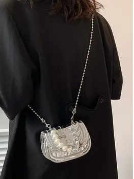 Женская сумка с роскошными цепочками из жемчуга и крокодиловой кожи, модная мини-сумка через плечо, кошельки и сумки через плечо в евро-американском стиле