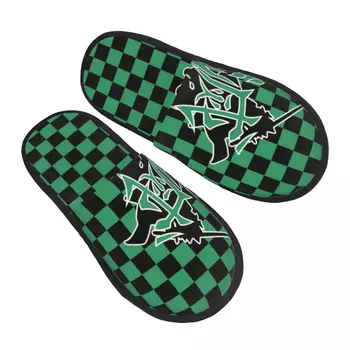 Женские домашние тапочки с принтом из аниме Demon Slayer Corps, уютные тапочки с эффектом памяти для косплея Танджиро Камадо, Пушистая домашняя обувь для улицы