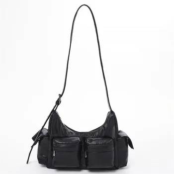 Женские сумки с модными карманами, сумки через плечо, большая дизайнерская сумка-хобо, роскошная сумка из искусственной кожи.