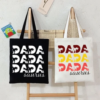 Женские сумки с надписью Dad Saurus, повседневная сумка с динозавром в стиле Харадзюку, модная сумка бренда Animal для дам, сумки для покупок