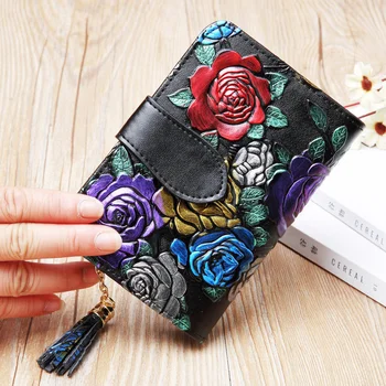 Женский кошелек с цветочным рисунком, мини-женский кожаный кошелек, короткие женские кошельки, женский кожаный кошелек для монет
