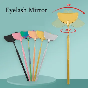 Зеркало для ресниц в форме полумесяца, Увеличительное зеркало с длинной ручкой Для проверки принадлежностей для наращивания накладных ресниц, косметический инструмент для макияжа