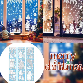 Зеркальная плитка Восьмиугольник для стены, Рождественские наклейки на окна, Снежинки, Санта, украшения для пола, гостиная, милый слон
