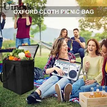 Изолированная сумка-холодильник для пикника, портативные сумки-тоут для ланча большой емкости