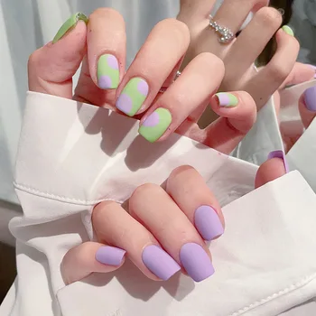 Индивидуальность фиолетово-зеленый, украшенный вставками для ногтей, ветряная нашивка для ногтей, нашивка для ногтей с уткой-мандаринкой, накладная нашивка для ногтей, готовая накладка для ногтей
