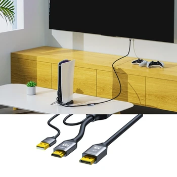 Кабель-адаптер 8K30hz к DisplayPort с питанием от USB для высококачественного преобразования видео Подключается или подключается шнуром