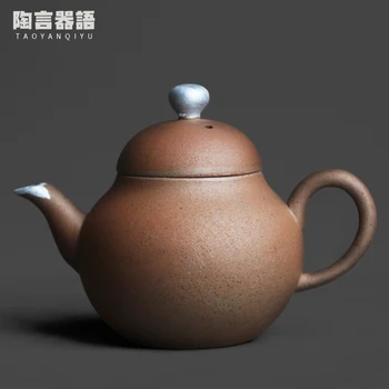 Каменная шахта глиняный ручной росписью серебряный сервировочный ручной чайник Китайский дзен персонализированная Чайная церемония Кунг-фу заваривание чая в одном горшке