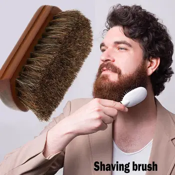 Кисточка для бритья из натурального конского волоса с деревянной ручкой, Расческа для усов, инструмент для формирования бороды
