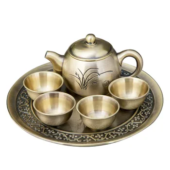 Классический металлический чайный сервиз с орхидеей креативный подарочный набор для чайника украшение домашнего чаепития