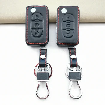 Кожаный Чехол Для Защиты Ключей Автомобиля Citroen C3 C4 Xsara Picasso Berlingo C5 C8 Для Peugeot С 3 Кнопками, Складной Ящик Для Аксессуаров Для Ключей