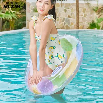 Кольцо для Плавания С блестками Thicked PVC Block Pattern Swim Circle Celebrity Ins Style Пневматическое Кольцо Для Плавания Мягкое Прочное для Летнего Моря