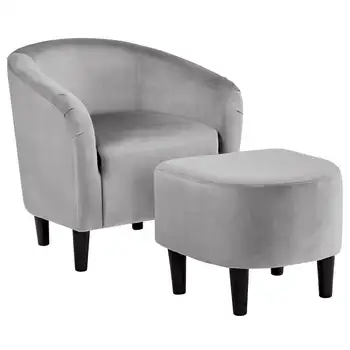 Комплект для стула и оттоманки Easyfashion Velvet Club Accent, серый