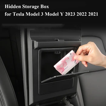 Коробка для держателя автомобильного подлокотника Органайзер для Центральной консоли Подлокотник Скрытый Ящик для хранения Аксессуаров для Tesla Модель 3 Модель Y 2023 2022 2021