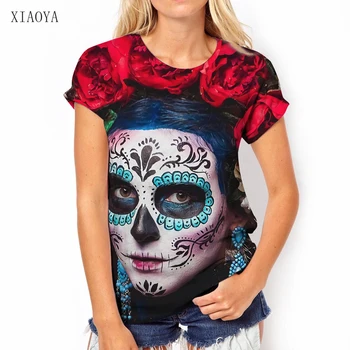 Красивая Женская Новая футболка с 3D рисунком Дьявола В стиле Ретро, Готический Повседневный Свободный Топ, Модная Уличная Короткая Одежда в стиле Хип-Хоп Для девочек