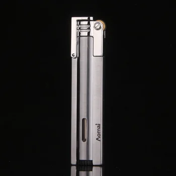 Креативная цилиндрическая бутановая зажигалка для сигар, портативная металлическая зажигалка для курения, аксессуары для мужчин