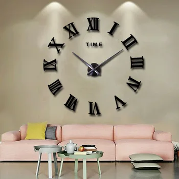 Креативные настенные часы DIY в гостиной большого размера 3D персонализированные художественные зеркальные настенные наклейки бесшумные декоративные часы настенный декор