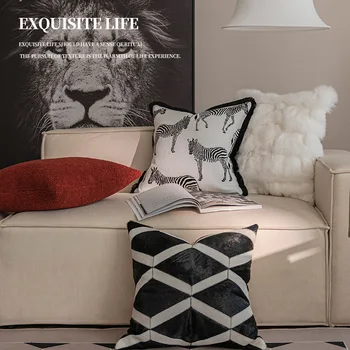 Крокер Хорс 45x45 см 50x50 см, наволочка для подушки - французский стиль, диван с рисунком джунглей и зебры, диванная подушка для гостиной