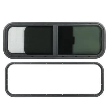 круглое раздвижное окно RV размером 900x300 мм, черное окно из закаленного стекла для трейлера-кемпера из алюминиевого сплава