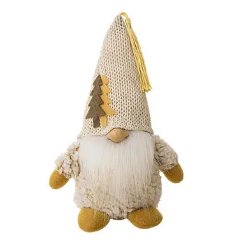 Кукла-гном с пышной бородой в виде снежинки Рождественская кукла-гном Очаровательная Рождественская кукла-гном ручной работы, вязаная остроконечная шляпа для праздника