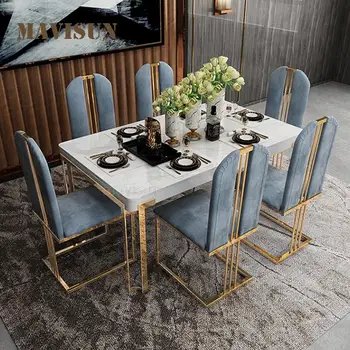 Легкий роскошный обеденный стол, стулья, Современная большая квартира, роскошная столовая, обеденный стол, ресторанный стол, базовая мебель для дома