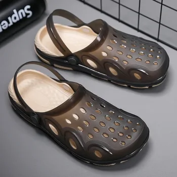 Летние мужские полуботинки Корейская версия желейных сандалий Baotou повседневная дышащая и скользкая пляжная обувь с дырками оптом для мужчин