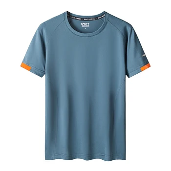 Летняя быстросохнущая мужская спортивная футболка с коротким рукавом, уличная стрейчевая мужская одежда большого размера L-9XL