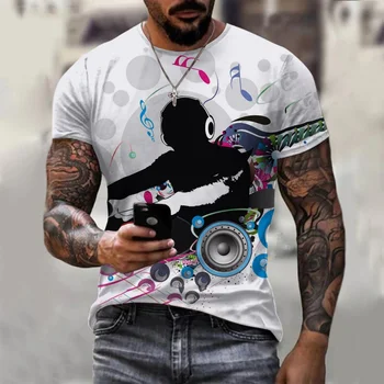Летняя мужская футболка с 3D-принтом, модная одежда для дискотек с коротким рукавом, топы для вечеринок, повседневная уличная одежда в стиле хип-хоп, удобные футболки