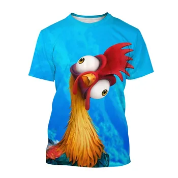 Летняя футболка с изображением забавного цыпленка с 3D-принтом, Повседневный модный стиль, топы оверсайз, футболки, Одежда с коротким рукавом Для мальчиков, мужчин, женщин