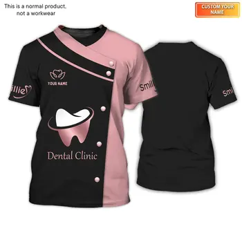 Лето 2023, модная повседневная мужская и женская стоматологическая футболка, пуловер с изображением стоматолога, футболка, униформа стоматологической клиники на заказ