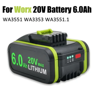 Литий-ионные аккумуляторы емкостью 20 В 6,0 Ач для электроинструментов Worx WA3551 WA3553 WA3641 WG629E Сменный аккумулятор