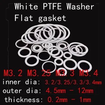 М3.2 М3, 25 М3.3 М3.4 Белая Плоская шайба из ПТФЭ Круглая прокладка Распорное Уплотнительное кольцо 3,2 мм 3,25 мм 3,3 мм 3,4 мм ID Толщина 0,2 мм-1 мм