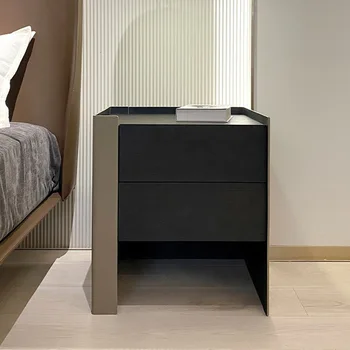 Мебель для спальни итальянская минималистичная легкая роскошная тумбочка из массива дерева современный шкаф дымчатого цвета