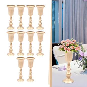 Металлические вазы-трубы 10шт Элегантные свадебные центральные элементы 12,6 дюйма. Высокое украшение для вечеринок для цветочных композиций