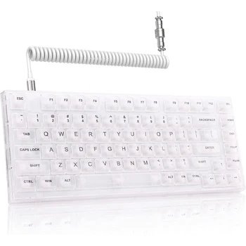 Механическая игровая клавиатура Hotswap со спиральным кабелем USB C, тактильным переключателем TKL, RGB светодиодом, с прокладкой, изготовленными на заказ прозрачными колпачками для клавиш