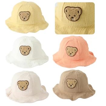 Милая детская рыбацкая шляпа с мультяшным медведем, Солнцезащитная шляпа, удобная кепка, Легкая кепка для активного отдыха A2UB