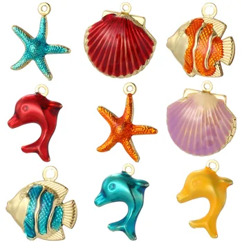 Милые морские звезды в стиле бохо, раковины дельфинов, подвески для изготовления ювелирных изделий, украшения для морских организмов, браслет, ожерелье, Серьги