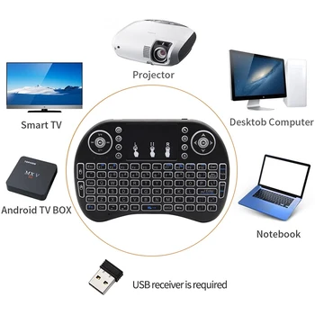 Мини-клавиатура I8 2.4 G с подсветкой, пульт дистанционного управления, английская воздушная мышь, Беспроводная клавиатура для ноутбука, ТВ-приставка, тачпад, USB-пульт