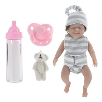 Мини-куклы-младенцы, 6-дюймовые куклы-младенцы, виниловая кукла для новорожденных, крошечная кукла-младенец с одеждой и принадлежностями для кормления для детей