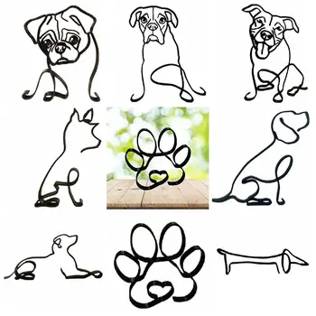 Мини-собачьи миниатюры, мульти-стильная собака, черная собака, художественная скульптура, железный художественный офис