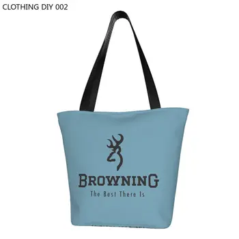 Многоразовая хозяйственная сумка для пистолетов Browning, женская холщовая сумка через плечо, моющиеся пистолеты, сумки для покупок в продуктовых магазинах.