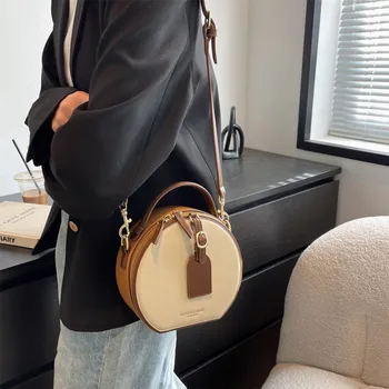 Модная маленькая круглая ручная сумка через плечо для женщин, женская простая роскошная сумка Bolsa Feminina на одно плечо подмышкой
