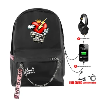 Модная новинка, Студенческие школьные сумки Найла Хорана, Оксфордский водонепроницаемый ноутбук с принтом, USB-перезаряжаемые дорожные рюкзаки