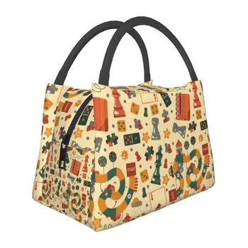 Модная сумка для ланча для настольных игр, женская сумка для ланча с теплым кулером, изолированные ланч-боксы для пикника, кемпинга, работы, путешествий, сумка для ланча
