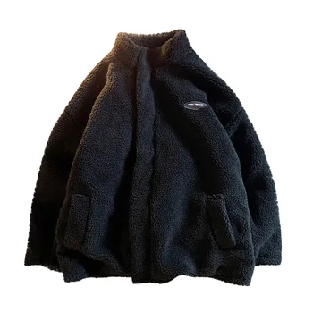 Модные куртки из овечьего бархата для мужчин, зимняя флисовая теплая удобная повседневная спортивная одежда из овечьей шерсти и с шерстяной подкладкой.