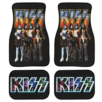 Модный дизайн рок-группы Kiss, набор из 4 автомобильных ковриков для женщин, Нескользящие автомобильные аксессуары, передний Задний ковер, автомобильные аксессуары для ковриков